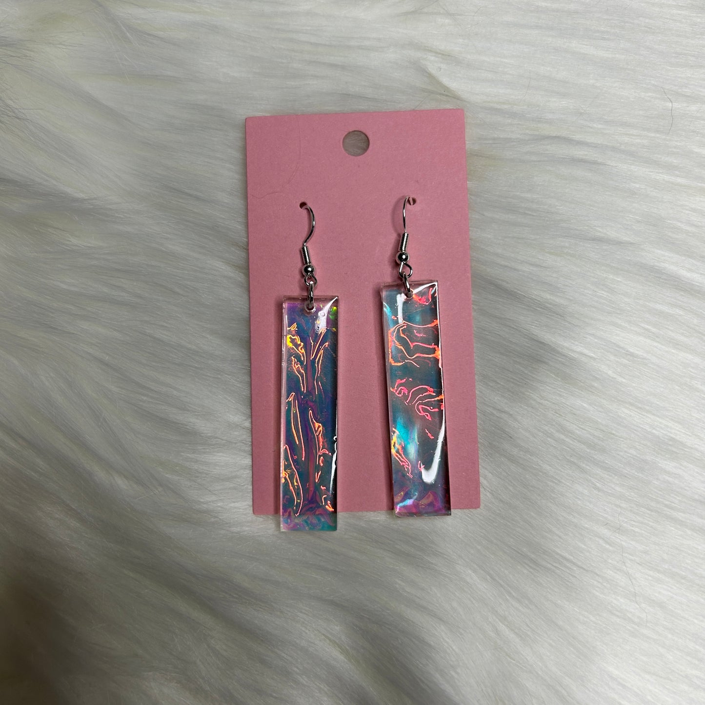 Handmade Iridescent Drop Resin Statement Earring