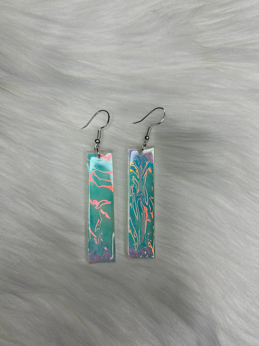 Handmade Iridescent Drop Resin Statement Earring